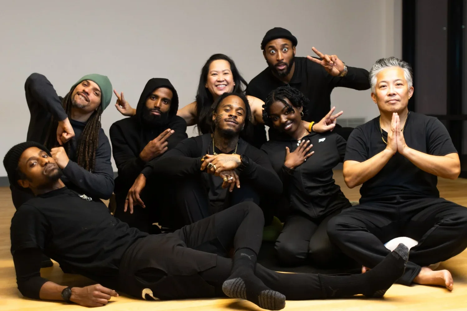 The Peace In Practice collective together in the studio.